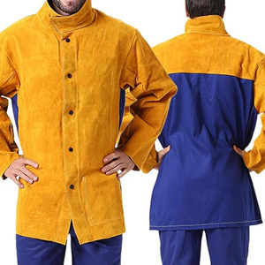 Veste de travail en cuir de vachette hybride et coton, résistante à l'abrasion et à la chaleur, pour soudeurs - Product Image 6