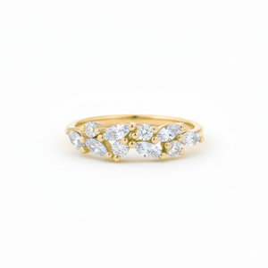 IGI Certified Marquise Round Lab Grown Diamond <b>Ring</b> 18K Solid Gold Leaf Design Wedding Band Vintage <b>Proposal</b> Engagement <b>Ring</b> - Product Image 5