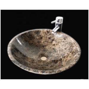 Lavabo rond de salle de bain en marbre foncé Emperador importé fait à la main pour lavabo de salle de bain d'hôtel - Product Image 6