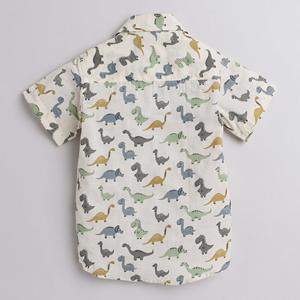 เสื้อครึ่งแขนลายไดโนเสาร์หลายสี-ขาว - Product Image 2