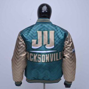 Premium Quality Men's <b>Quilted</b> Varsity <b>Jacket</b> Satin Animal/Leopard <b>Pattern</b> Jax Dolphin Logo Front Button Closure Casual Winter - Product Image 2