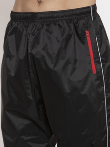Ensemble de survêtement sportif noir pour homme avec logo Flame imprimé, veste à col zippé et pantalon, vêtements d'automne 100% polyester - Product Image 3