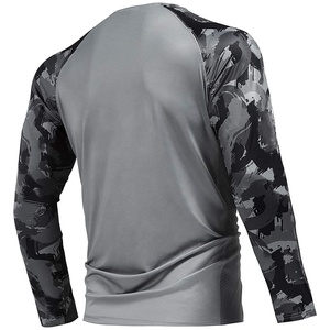 Men's Long Sleeve Camouflage Hunting Shirt Blue Moisture-Wicking Polyester Summer Outdoor Top - Product Image 6