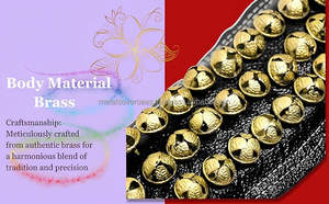 Bracelets de cheville en cuir plaqué laiton noir avec clochettes pour la danse classique Bharatanatyam Kathak avec sangle en cuir réglable et Ghungroo - Product Image 2