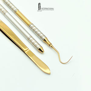 Juego de Exploración Dental Manual de 3 Piezas de Acero Inoxidable de Alta Calidad, Reutilizable, Ergonómico, con Sonda y Pinzas Doradas, Grado A+ - Product Image 5
