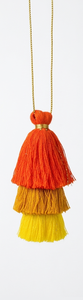 Collier pendentif bohème à pompons en tissu orange et jaune, accessoire décoratif pour la maison, style suspendu pour salon intérieur - Product Image 5