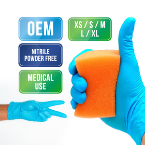Guantes de examen sin polvo de nitrilo azul de 3,5 gramos de alta calidad de etiqueta privada OEM para uso general/uso médico - Product Image 1