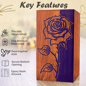 Handmade Solid Wood Memorial Urn Oak Wood Cremation Urn with Personalized Text by AYAANS - Product Image 4