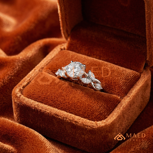 925 Sterling Silver Round Cut Moissanite Engagement Ring Leaf Vine Wedding Ring Luxury Bridal Jewelry USA <b>Gift</b> for Women - Product Image 3