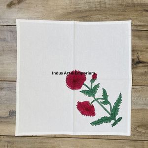 Mantel Individual Clásico Hecho a Mano de Algodón Fino con Estampado de Palmeras y Borde Geométrico, Lavable a Máquina, Personalizable para Uso Doméstico - Product Image 1