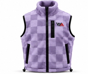 2026 Best Selling <b>Men's</b> Heavyweight Fleece Vest Warm <b>Purple</b> Checkerboard Zip Up <b>Waistcoat</b> Sleeveless Bodywarmer Factory Direct - Product Image 1