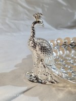 Luxueuze verzilverde pauwvormige decoratieve metalen fruitschaal emaille ambachtelijke serveerblad mandje premium bruiloft teruggave cadeau