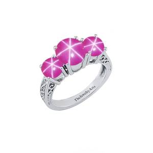 Anillo de Rubí Estrella Rosa, Anillo de Rubí Estrella Lindy, Anillo Vintage para Mujer, Anillo de Rubí Estrella Cabujón, Anillo Art Deco, Anillo de Promesa, Regalo para Ella - Product Image 2