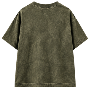 Mens <b>Olive</b> <b>Green</b> Oversized <b>T</b> <b>Shirt</b> Vintage Washed Pattern Short Sleeve Streetwear Graphic Tee 100% Cotton Eco-Friendly - Product Image 2