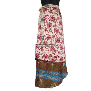 Buy Latest Design Indian Silk Sari <b>Wrap</b> Around <b>Skirt</b> boho stylish multi color summer wear comfortable fashion boho hippie style - Product Image 6