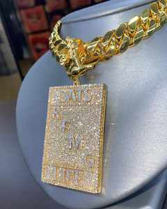 Luxury Iced Out Dats RFMG Life Pendant <b>VVS</b> Moissanite Gold Finish Cuban <b>Chain</b> Hip Hop Jewellery <b>Diamond</b> Look - Product Image 2