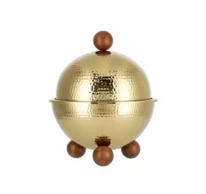 Premium Black and Gold Round Chafing Dish Spherical <b>Buffet</b> Warmer Stainless Steel Luxury Food <b>Server</b> with Ornate Gold Stand - Product Image 5