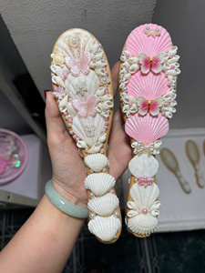 กระจกพกพาทำมือจากเปลือกหอยธรรมชาติ ตกแต่งด้วยเปลือกหอยชายหาด เหมาะสำหรับการเดินทาง ของขวัญ ของที่ระลึก - Product Image 5