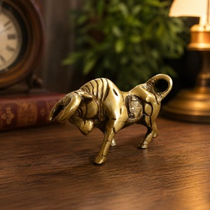 SHUBHAM Handmade Brass Bull Ox Feng Shui Figurine Polished Lucky Wealth Traditional Tabletop Home Office Business Gift Uttar - Product Image 1