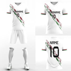 Conjunto de Camiseta de Fútbol Personalizada para Hombre, Blanca, con Estampado Sublimado, 100% Poliéster, Transpirable, Manga Corta, Uniforme de Equipo, Talla Adulto - Product Image 6