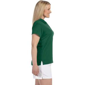 Camiseta Deportiva Personalizada para Mujer, Color Verde Oscuro, Corte Holgado, Estilo Polo, Tejido Transpirable con Decoración de Logotipo - Product Image 4