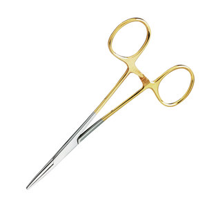 Holding Clamp, Straight 110 mm with Slightly Toothed Stainless Steel Jaws and Gold-Coloured Handle Dental Instrument for Secure - Product Image 6