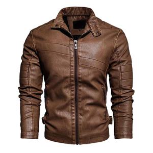 Customized Washable Short Men Pu Leather <b>Jackets</b> Men's Stand Collar Slim Leather <b>Jackets</b> 2026 - Product Image 1