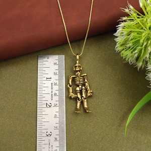 Collar con Colgante de Esqueleto Móvil Estilo Vintage, Joyería de Calavera Dorada Antigua para Halloween, Collar Gótico con Dije para Hombres y Mujeres - Product Image 2