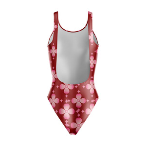Traje de Baño de Una Pieza Personalizable para Mujer, con Cuello Redondo, Estampado por Transferencia de Calor, Tejido Elástico en Cuatro Direcciones, Sin Costuras, de Spandex/Poliéster - Product Image 3