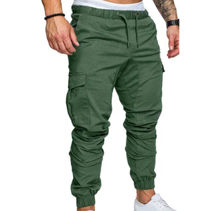 Pantalon slim multipoches pour homme avec cordon de serrage et taille élastique, idéal pour le printemps, l'automne et les tenues décontractées en extérieur - Product Image 1
