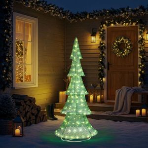 6FT Pre-Lit Pull-Up Christmas <b>Tree</b> with 200 <b>LED</b> Warm White Lights Outdoor Holiday Yard Decorations <b>Lighted</b> Christmas <b>Trees</b> - Product Image 5