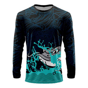 Chemise de pêche légère et respirante à manches longues, imperméable, protection UV UPF 50, avec capuche et motif poisson personnalisé sur le devant, protection solaire intégrale. - Product Image 2