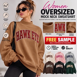 Wholesale Autumn Casual <b>Women's</b> Mock Neck <b>Sweatshirt</b> Oversized Pullover <b>Sweatshirt</b> <b>for</b> <b>Women</b> <b>Long</b> Sleeve Cotton Fleece Hoodies - Product Image 1
