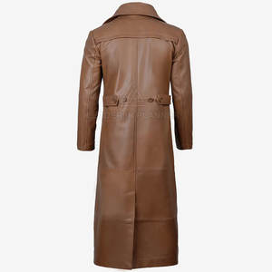 Manteau en cuir sur mesure pour homme de haute qualité, style classique long, en cuir véritable, manteau de haute qualité - Product Image 2