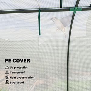 Mini Serra Portatile Bianca con 4 Porte Avvolgibili e Copertura in PE 450 cm x 100 cm x 80 cm per Giardino e Interni - Product Image 5