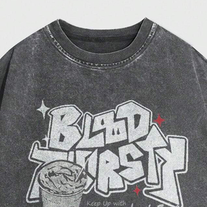 T-shirt Streetwear Homme Col Rond Manches Courtes Imprimé Blood Thirsty Coupe Classique en Jersey de Coton Écologique Anti-boulochage Respirant - Product Image 4