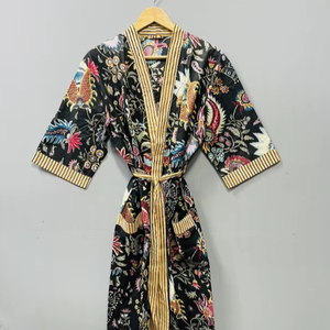 Robe Kimono de Luxe en Coton, Peignoir de Mariage pour Demoiselle d'Honneur, Imprimé Bloc, Hiver/Été, Vêtement de Nuit, Peignoir de Bain, Tenue de Plage, Cadeaux pour Femmes et Hommes - Product Image 1