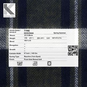 Tissu Sergé Chevrons 100% Coton Teint en Fil 170 GSM Vert Marine à Carreaux Tissage en Relief Finition Douce Fabricant OEM ODM Vente en Gros - Product Image 4