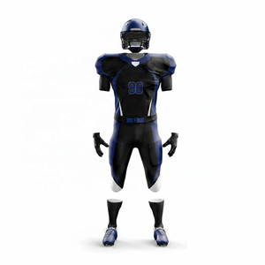 Men's American Football Jersey <b>Pants</b> Set Sublimated <b>Black</b> Blue V-Neck Short Sleeve Fitted Moisture Wicking All Seasons - Product Image 2