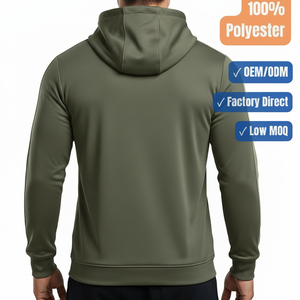 Custom 100% Polyester Zip Up Hoodie Regular Fit Sports Hoodie Quick Dry Breathable Front Logo Men Full Zip Hoodie - Product Image 2