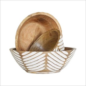 Tazones Redondos de Bambú Pulido Ecológicos para Servir Ensaladas, para Fiestas y Uso Doméstico, Fabricados en India - Product Image 1