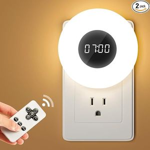 Confezione da 2 Luci Notturne per Bagno 90 Lumen, Dimmerabili a 10 Livelli con 3 Colori di Luce, Telecomando, Timer per Doccia e Orologio - Product Image 1