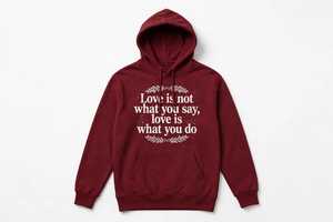 เสื้อฮู้ดสีน้ำเงินกรมท่าสำหรับผู้ชาย พิมพ์ลาย Love Is Not What You Say ผ้าฝ้ายลำลอง มีกระเป๋า ทรงปกติ ใส่ได้ในฤดูใบไม้ผลิ รับผลิตแบบ OEM - Product Image 6