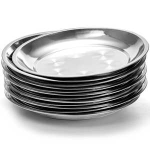 Ensemble d'assiettes rondes en acier inoxydable de qualité alimentaire, réutilisables et durables, pour la maison, les restaurants et les hôtels - Product Image 1