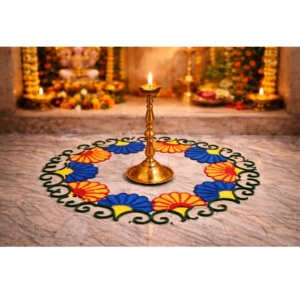 Magnifique ensemble de tapis Rangoli, 6 pièces, lavables, pour la décoration du sol, tapis de fête, décoration d'entrée de maison, Diwali, Ganesh Chaturthi - Product Image 4