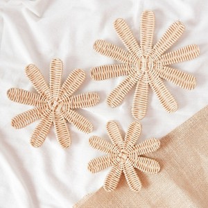 Cute rattan <b>flower</b> <b>wall</b>-hanging arts <b>wall</b> decor stickers handwoven baby child room accessory - Product Image 2