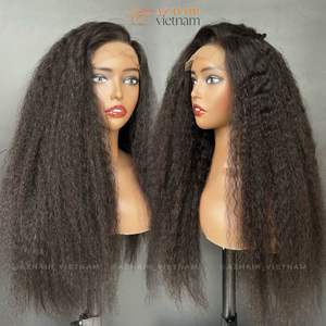 Peluca de densidad de Grado Superior 12A 180% Kinky Straight Super Double Drawn Color negro natural Cabello crudo Precio al por mayor vietnamita - Product Image 3