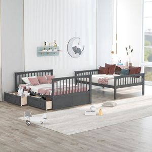 Letto a Castello Convertibile Matrimoniale con Cassetti Grigio - Letti per Bambini (Vecchio SKU SM000241AAE 1) - Product Image 3
