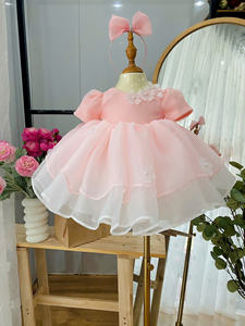 Robe de princesse avec décorations florales pour la fête d'anniversaire de bébé, design sans manches, fêtes - Product Image 4