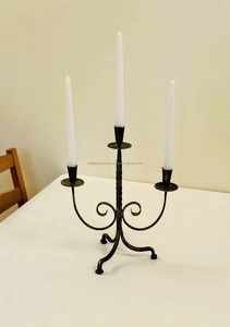 เชิงเทียนเหล็กดัดวินเทจแบบโบราณพร้อมเทียนสามชิ้นเชิงเทียนโลหะของขวัญคริสต์มาส - Product Image 3